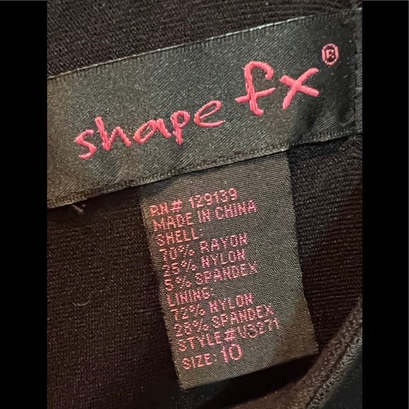 Shape FX Sheath Dress Faux Leather Trim Black Sz10 - Picture 9 of 10